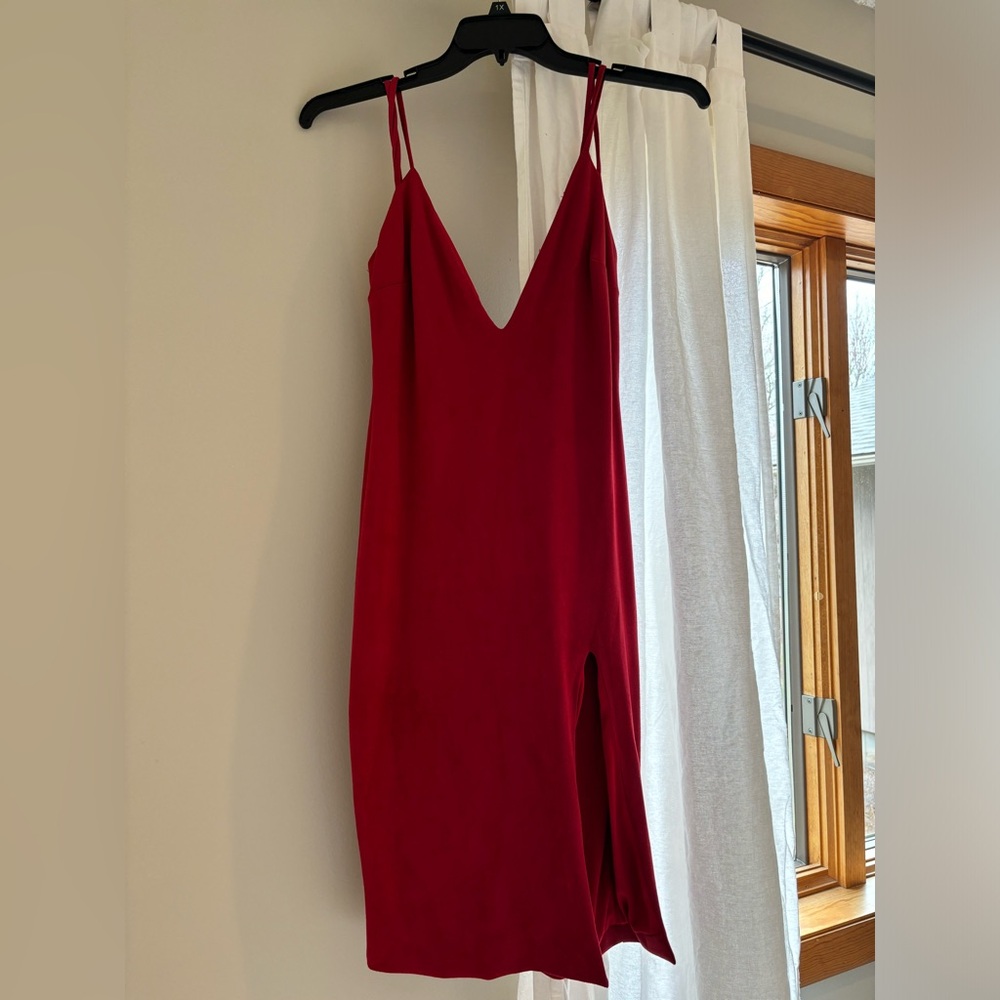 Velour red mid dress